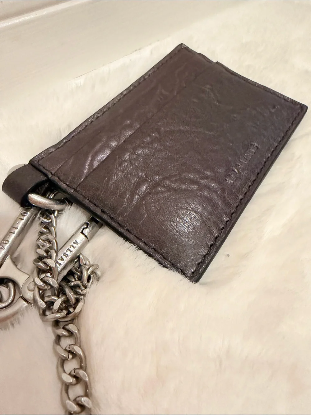 All Saints Leather Chain Card Holder - Black/Brown
